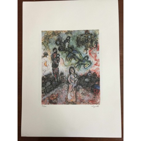 Chagall Marc Litografia cm 50x70 con autentica edizione SPADEM firma matita