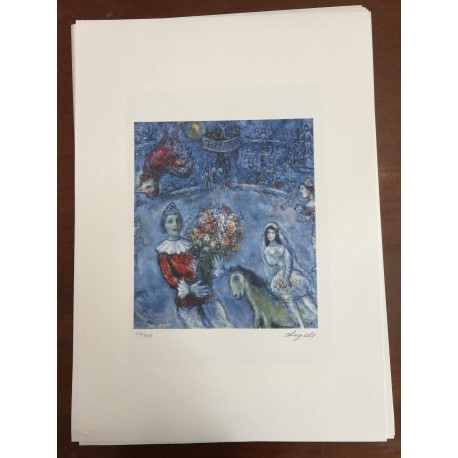 Chagall Marc Litografia cm 50x70 con autentica edizione SPADEM firma matita