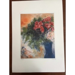 Chagall Marc Litografia cm 50x70 con autentica edizione SPADEM firma matita