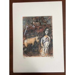 Chagall Marc Litografia cm 50x70 con autentica edizione SPADEM firma matita