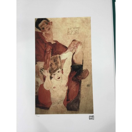 Egon Schiele Litografia cm 50x70 con autentica - ediz. SPADEM - timbro artista