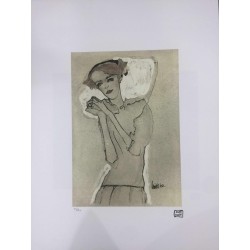 Egon Schiele Litografia cm 50x70 con autentica - ediz. SPADEM - timbro artista