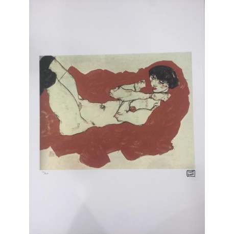 Egon Schiele Litografia cm 50x70 con autentica - ediz. SPADEM - timbro artista