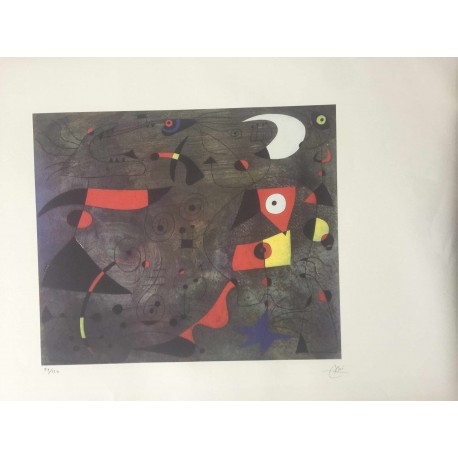 Joan Miro Litografia Spadem su carta Arches cm 56x76 con certificato