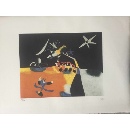 Joan Miro Litografia Spadem su carta Arches cm 56x76 con certificato