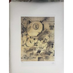 Joan Miro Litografia Spadem su carta Arches cm 56x76 con certificato