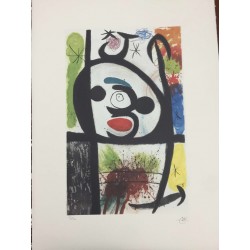 Joan Miro Litografia Spadem su carta Arches cm 56x76 con certificato