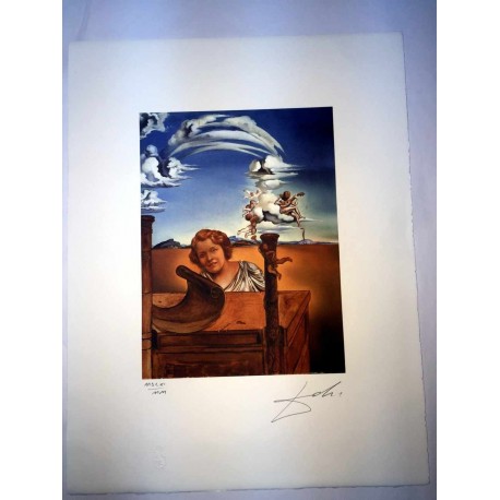 Salvador Dali cm 50x65 carta BFK RIVES firmato a matita timbro artista