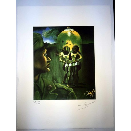 Salvador Dali cm 50x65 carta BFK RIVES firmato a matita timbro artista