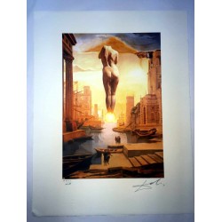 Salvador Dali cm 50x65 carta BFK RIVES firmato a matita timbro artista