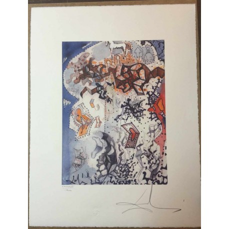 Salvador Dali cm 50x65 carta BFK RIVES firmato a matita timbro artista