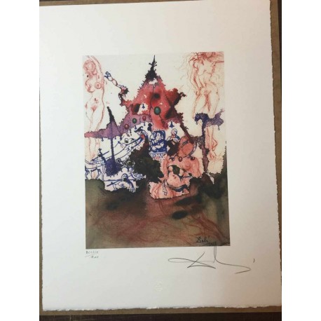 Salvador Dali cm 50x65 carta BFK RIVES firmato a matita timbro artista