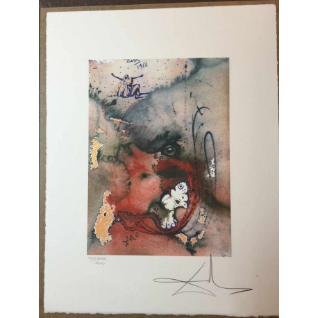 Salvador Dali cm 50x65 carta BFK RIVES firmato a matita timbro artista