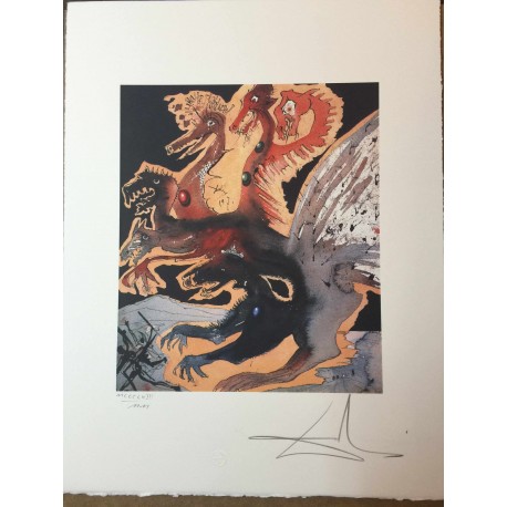 Salvador Dali cm 50x65 carta BFK RIVES firmato a matita timbro artista