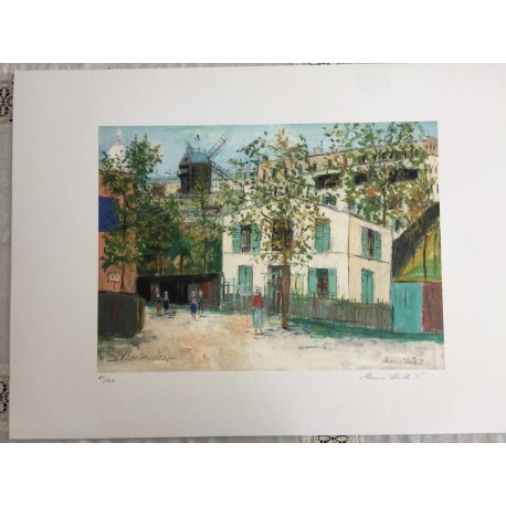 Utrillo Maurice Litografia cm 50x70 con autentica edizione 1995